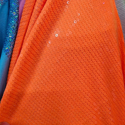 Tela Con Lentejuelas Varios Colores Vestidos De Gala (1 M) Naranja Solido