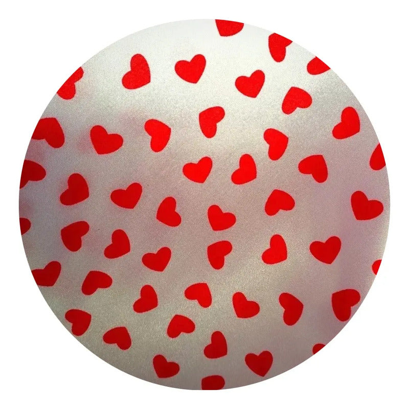 Tela Satinada Estampado De Corazón  14 De Febrero (5 Metros)