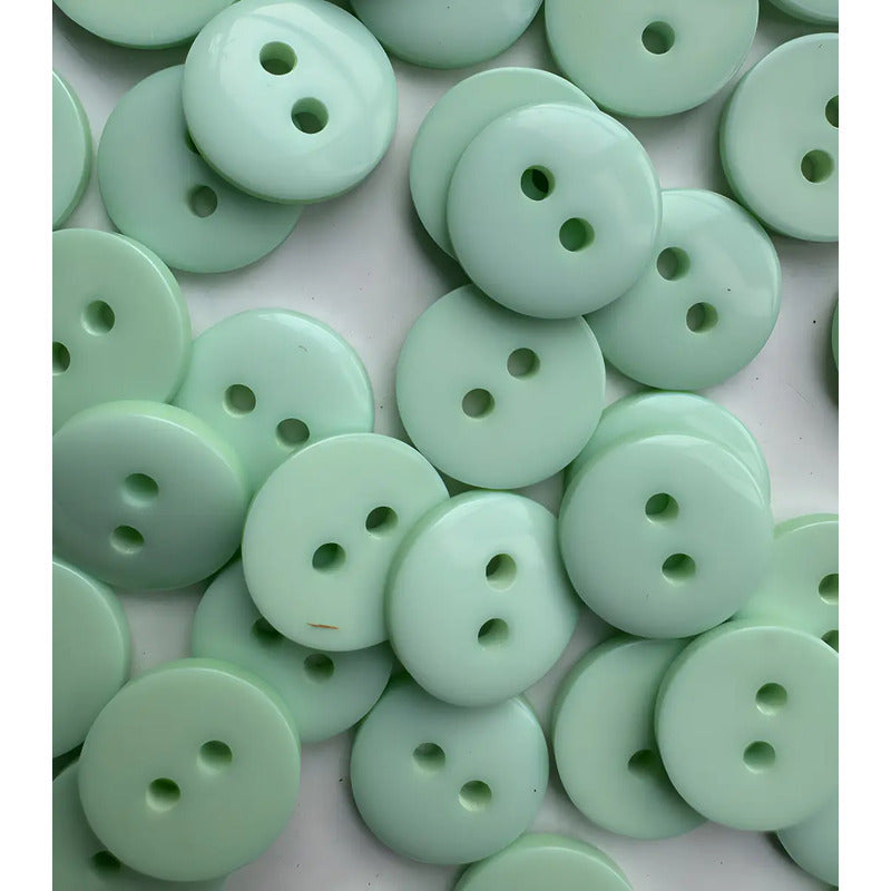 Botón Redondo Trikel Menta Pasta 1.5cm 2 Hoyos 1.5 Mm