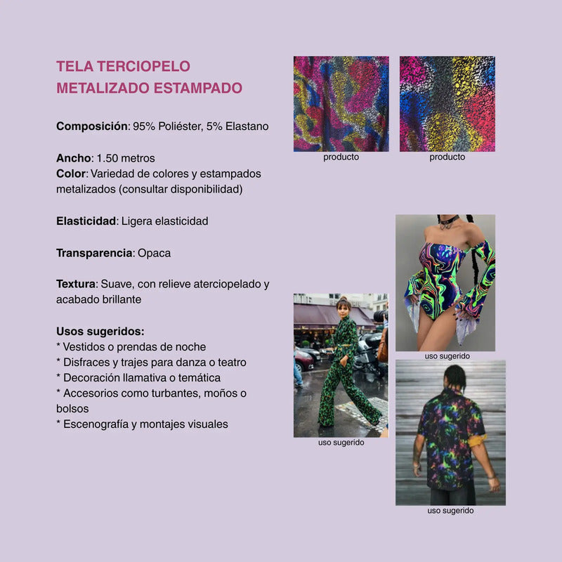 Tela Terciopelo Metalizado Estampado (1 M) Negro