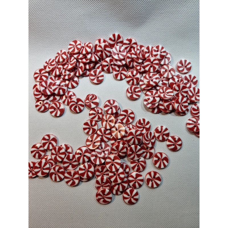 Botón Navideño Caramelo T-30 De 19mm Con 72 Pzas. Rojo/blanco Caramelo
