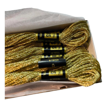 Hilo Vela Metálico P/ Bordar Metaliris (caja: 12 Madejas) Dorado