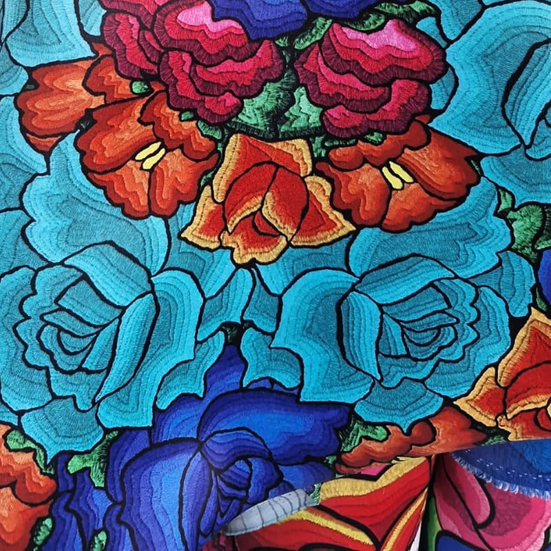 Tela Estampada Patrones Mexicanos, Bordados, Rosas (1 M)