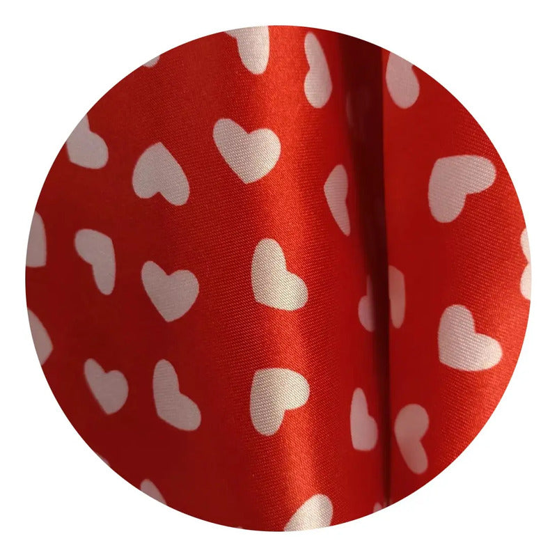Tela Satinada Estampado Corazones San Valentín (10 Metros)