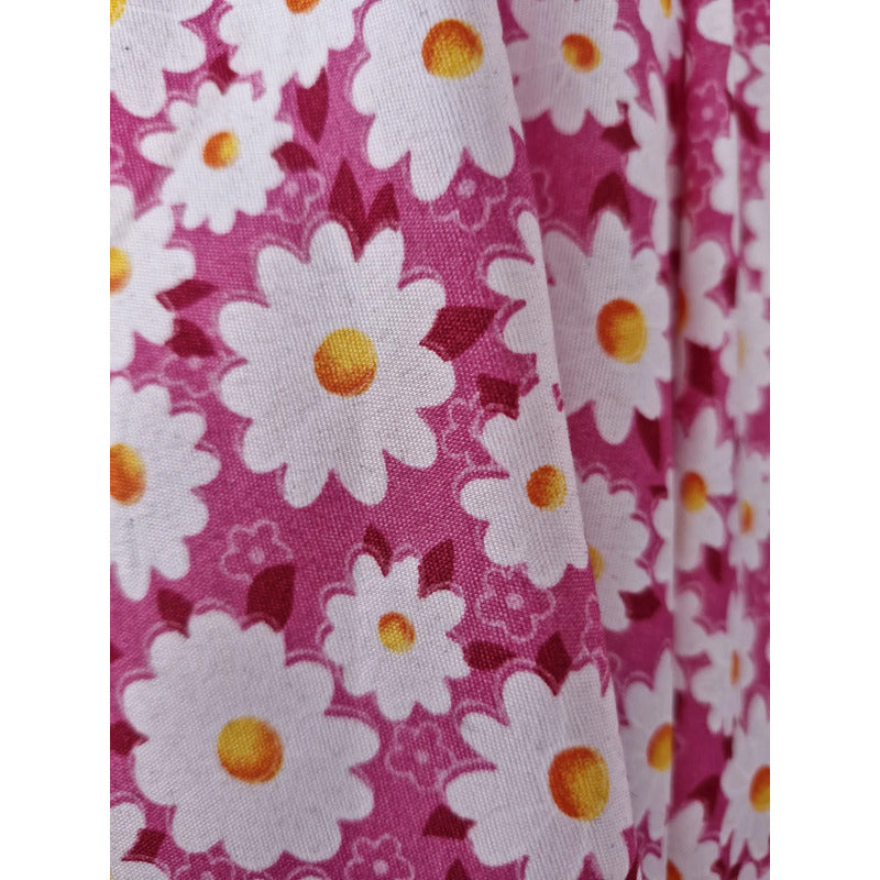 Tela Campesina Margaritas 1.70ancho ( 3 Mts ) Fucsia Margaritas