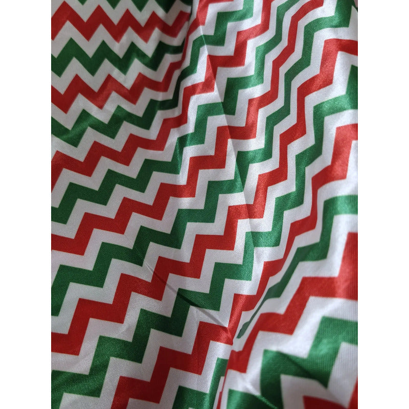 Tela Satinada De Zig Zag ( 1 Metro) Tricolor Zig Zag