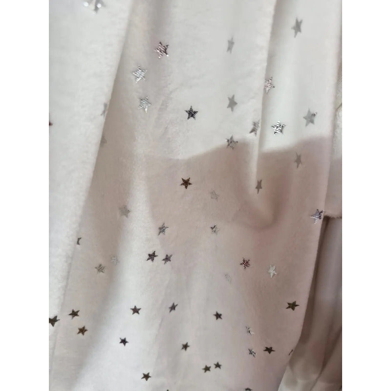 Tela Microtech Blanca Con Estrellas Plateadas (1 Metro) Blanco Estrellas