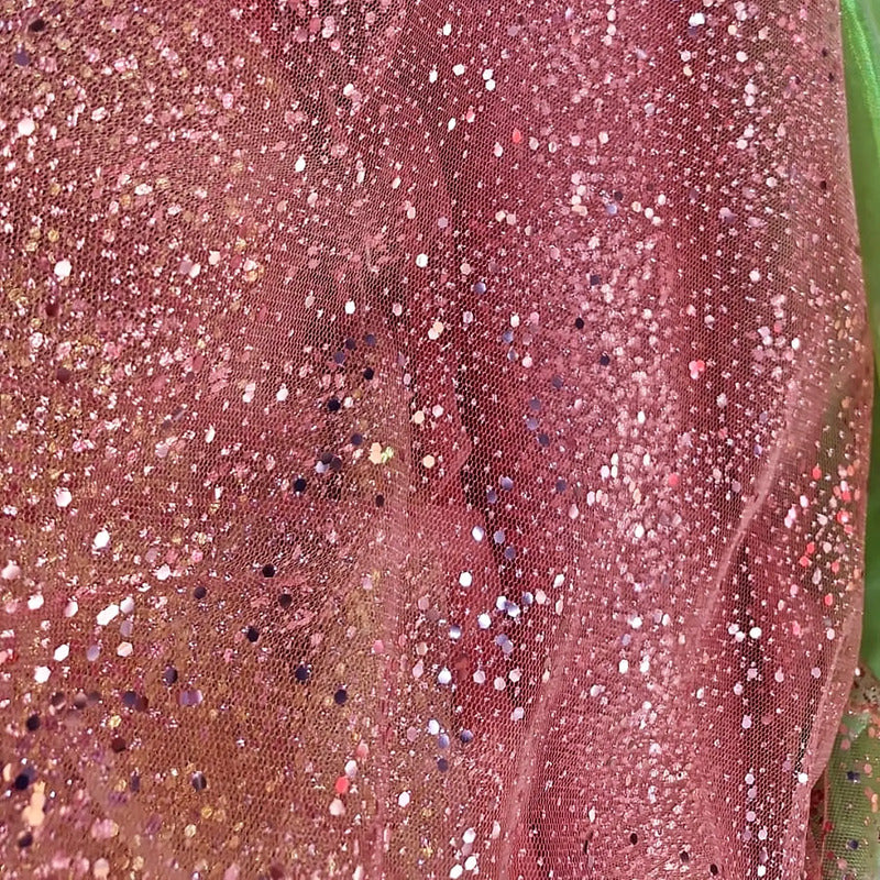 Tul Con Brillos Glitter Varios Colores (1 M) Rosa Pálido