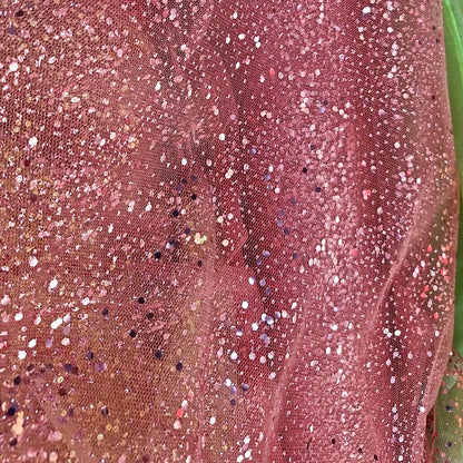 Tul Con Brillos Glitter Varios Colores (1 M) Rosa Pálido