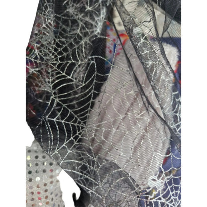 Tela Tul Con Glitter Para Disfraces Halloween (1 M) Negro Telaraña