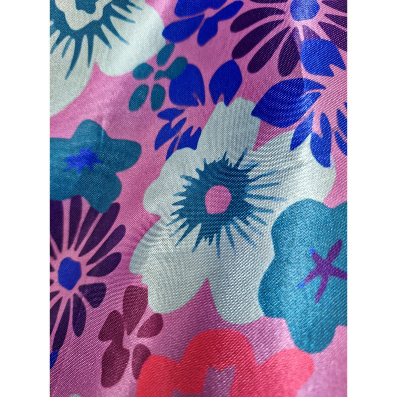 Tela Raso Estampado Flores Atlan ( 1 Metro) Lila Raso Flores