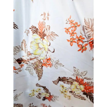 Tela Estampada De Satin Charmeuse Imitación Seda (1 Metro) Naranja Estampado