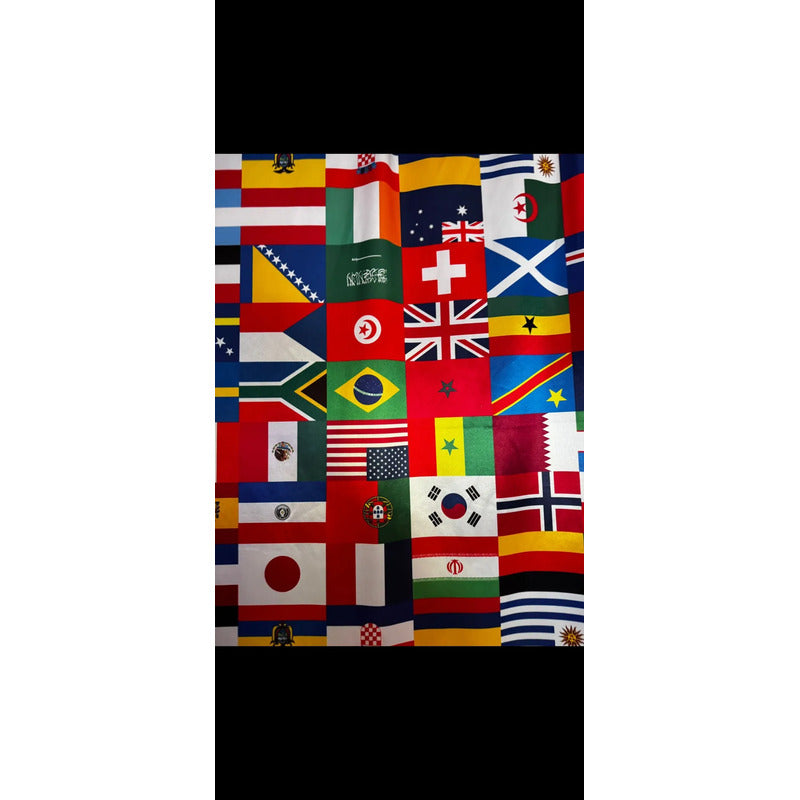 Tela Estampada Banderas Internacionales Soccer 1mt Multicolor Banderas