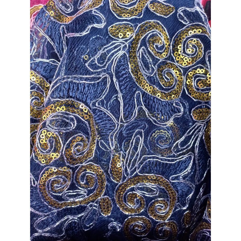 Tela Con Patrones Bordados Y Lentejuelas De Colores (1m)