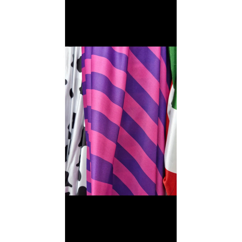 Tela Rayas Bombay De 3cm X 3cm ( 1 Metro ) Fucsia Rayas Moradas/fucsia