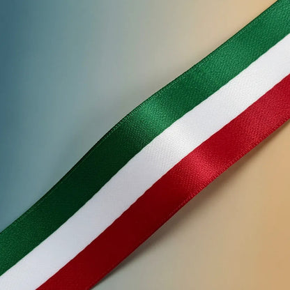 Listón Tricolor Patrio Satinado Varios Anchos (1 Rollo) Tricolor Ancho 9