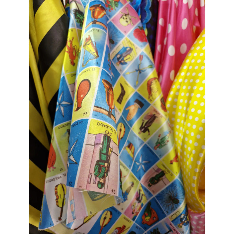 Tela Satinada Estampada Loteria (1metro) Multicolor Satin Loteria