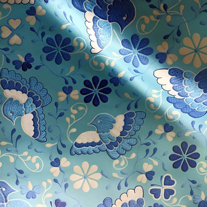 Tela Estampada Patrones México Flores Y Aves Coloridos  (1m)