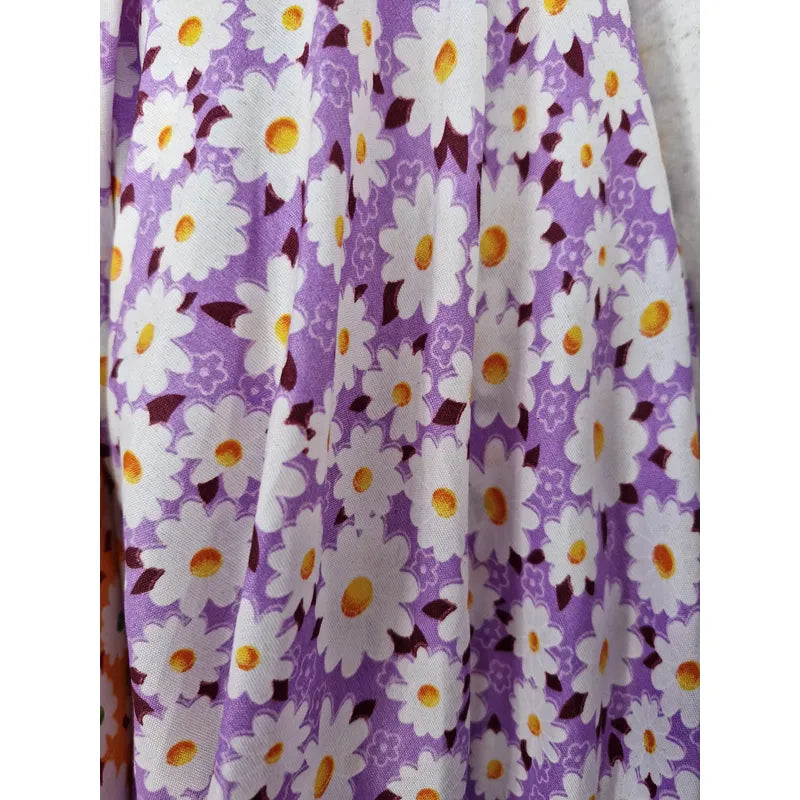 Tela Campesina Margaritas 1.70ancho ( 3 Mts ) Lila Margaritas