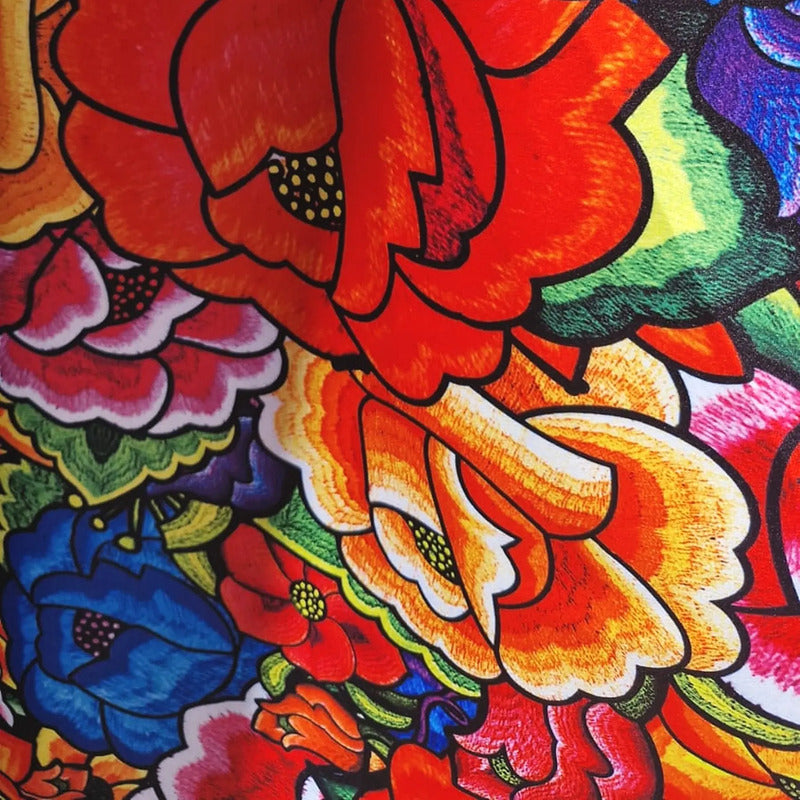 Tela Estampada Patrones Mexicanos, Bordados, Rosas (1 M)