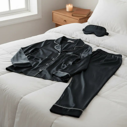 Tela  Satin Back , Para Vestido Y Pijamas( 1 Metro) Negro Liso