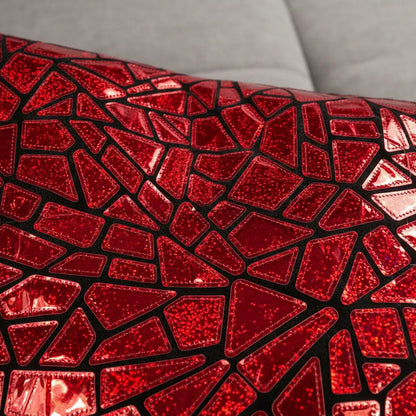 Tela Premium De Terciopelo Con Espejo Vestuario Circo (1m) Rojo Holografico