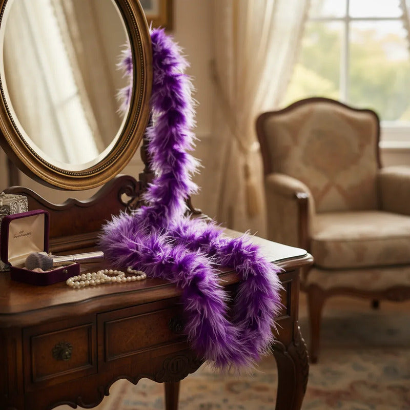 Boa Estola Marabu Trikelle - Plumas Artificiales Elegantes Violeta Jaspeado