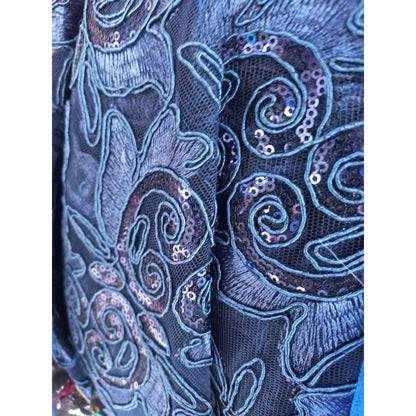 Tela Con Patrones Bordados Y Lentejuelas De Colores (1m)