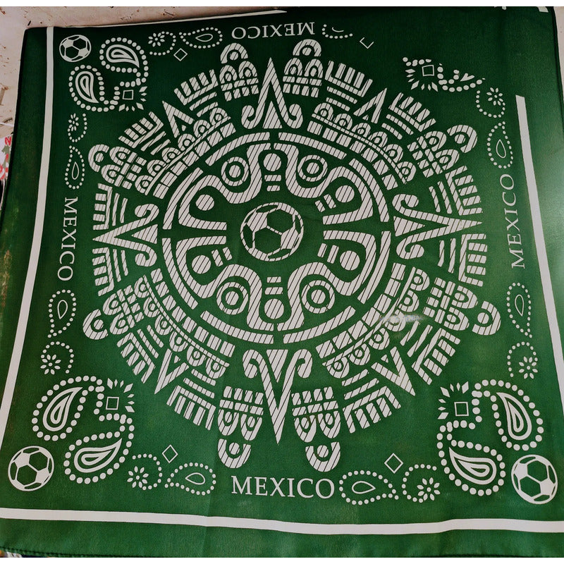 Pañuelo Paliacate México Mundial Verde (12pzas.) Verde Calendario Azteca Unica