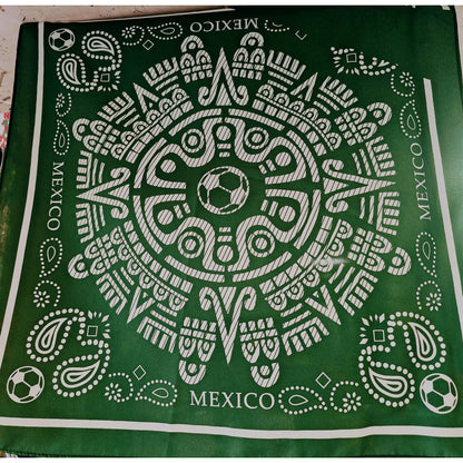 Pañuelo Paliacate México Mundial Verde (12pzas.) Verde Calendario Azteca Unica