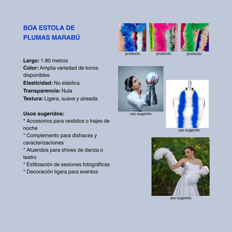 Boa Estola Marabu Trikelle - Plumas Artificiales Elegantes Celeste