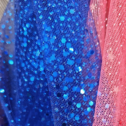 Tul Con Brillos Glitter Varios Colores (1 M) Azul