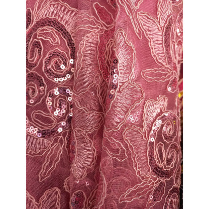 Tela Con Patrones Bordados Y Lentejuelas De Colores (1m)