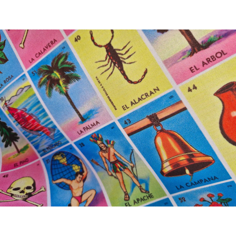 Tela Estampada De Loteria Tergal ( 1 Metro). Colores Estampado Loteria