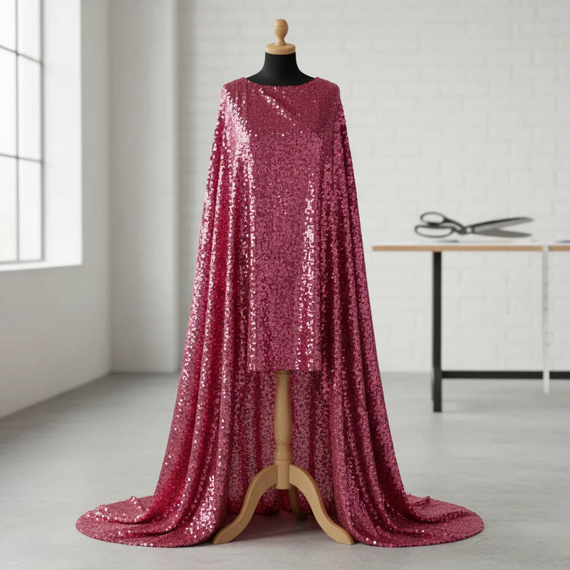 Tela Con Lentejuelas Varios Colores Vestidos De Gala (1 M) Rosa Metálico
