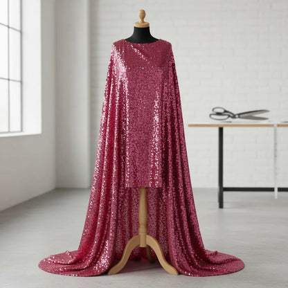 Tela Con Lentejuelas Varios Colores Vestidos De Gala (1 M) Rosa Metálico