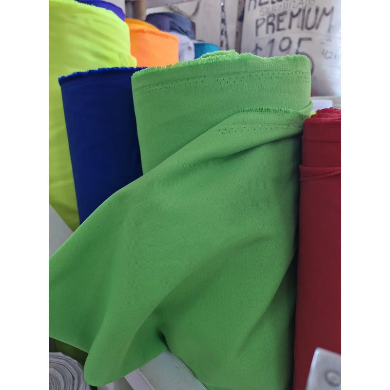 Tela Gabardina Neón Poliéster 1.70m Ancho Alta Calidad 1 Mt Verde Lisa Neón