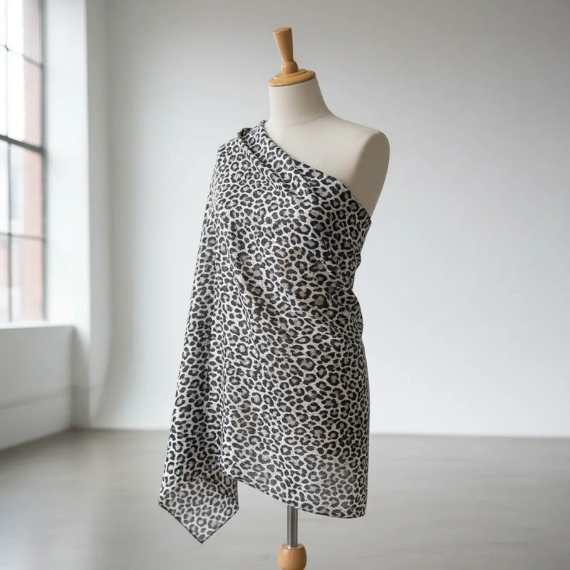 Tela Satinada De Leopardo ( 1 Metro) Gris Satín Leopardo