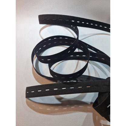 Elástico De Ojal Para Confección Ajustable 2cm -25 Mts Ojal Negro