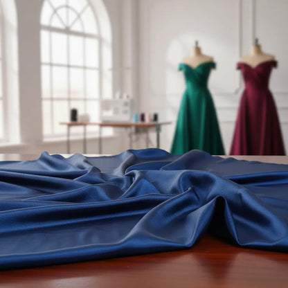 Tela Tafeta Stretch Para Vestidos De Gala Y Damas (1 Metro) Azul Petróleo