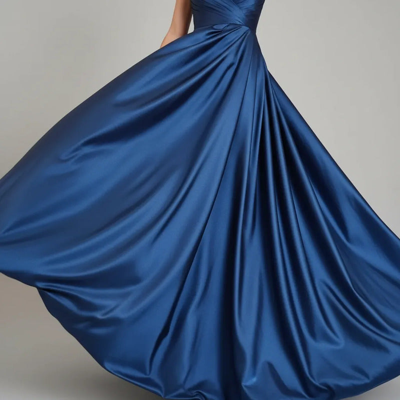 Tela Tafeta Stretch Para Vestidos De Gala Y Damas (1 Metro) Azul Petróleo