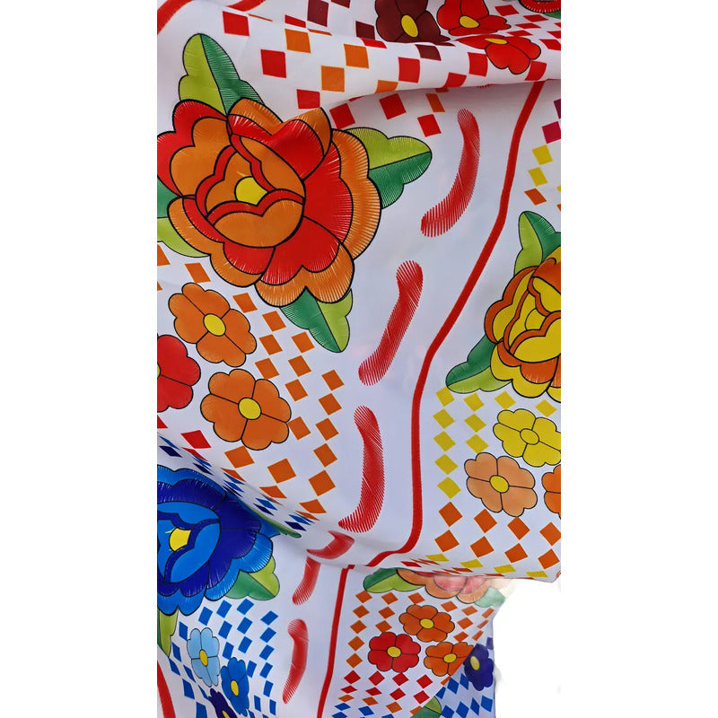 Tela Estampada Patrones Mexicanos, Bordados, Rosas (1 M)
