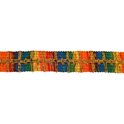 Galón bordado dorado multicolor 3 cm, rollo 15 m