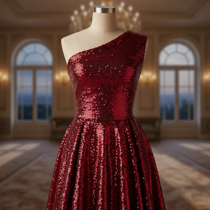 Tela Con Lentejuelas Varios Colores Vestidos De Gala (1 M) Rojo Metálico