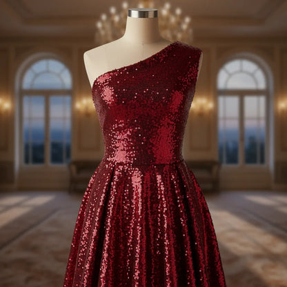Tela Con Lentejuelas Varios Colores Vestidos De Gala (1 M) Rojo Metálico