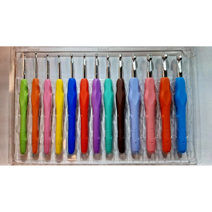 Juego De Ganchos Para Tejer  (kit 13 Pzs De 2 A 10 Mm) Gris