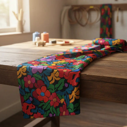 Tela Estampada Patrones México Flores Y Aves Coloridos  (1m)