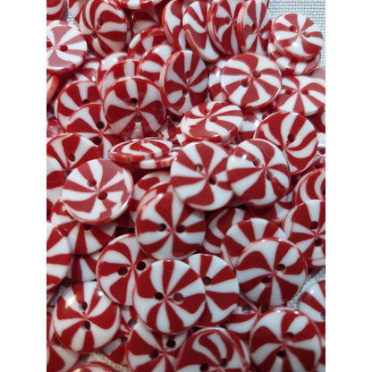 Boton Navideño Caramelo T-36 De 23mm Con 72. Pzas. Rojo/blanco Casramelo