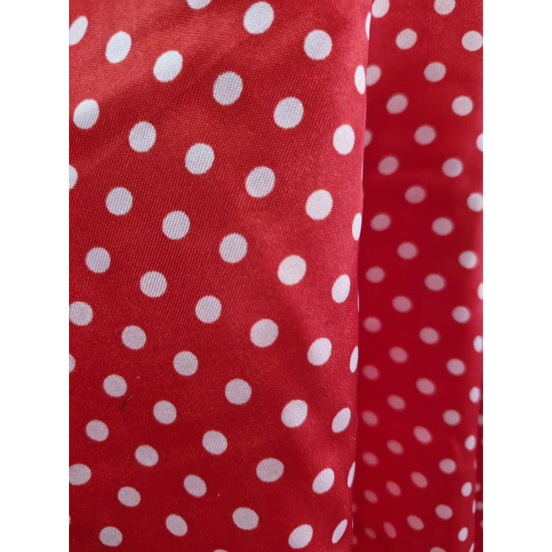 Tela Lunares Satinada Vestuarios Y Más ( 1 Metro) Rojo Lunares Blancos Chicos