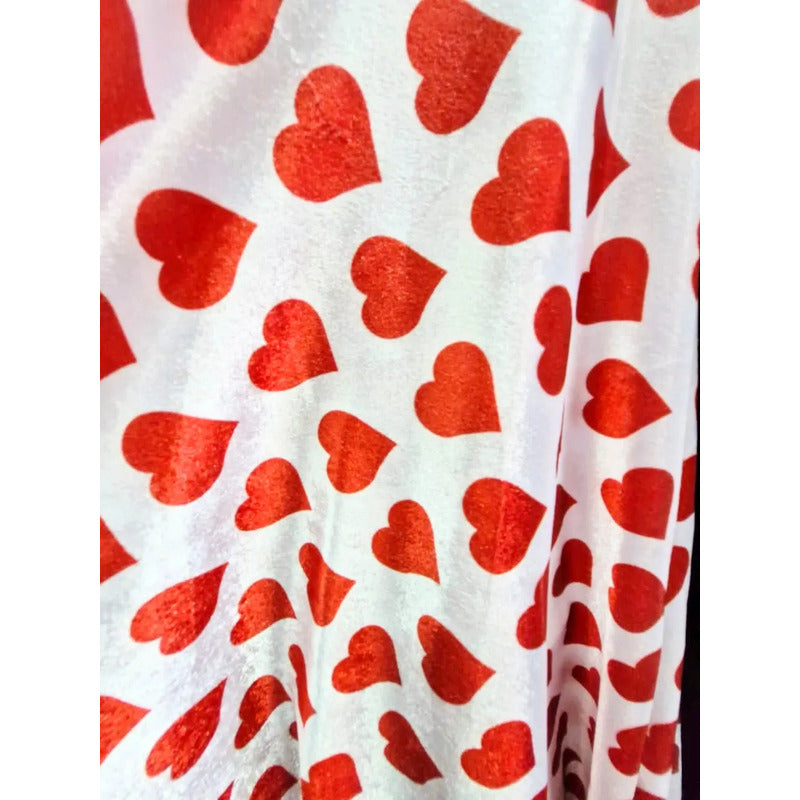 Tela De Terciopelo Con Corazones San Valentín (1 Metro)